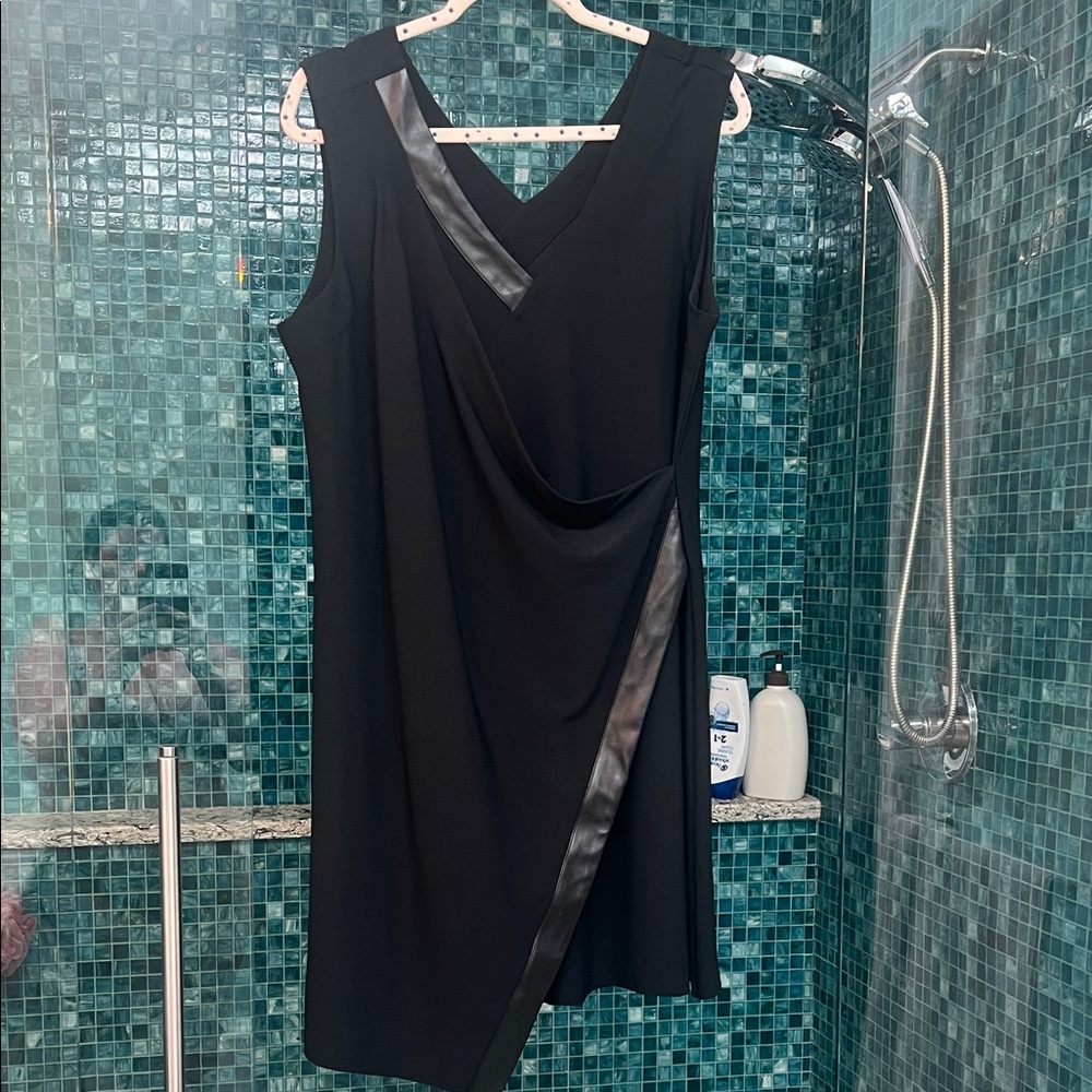 Lysse Elegant Black Asymmetrical Dress with leather Trim